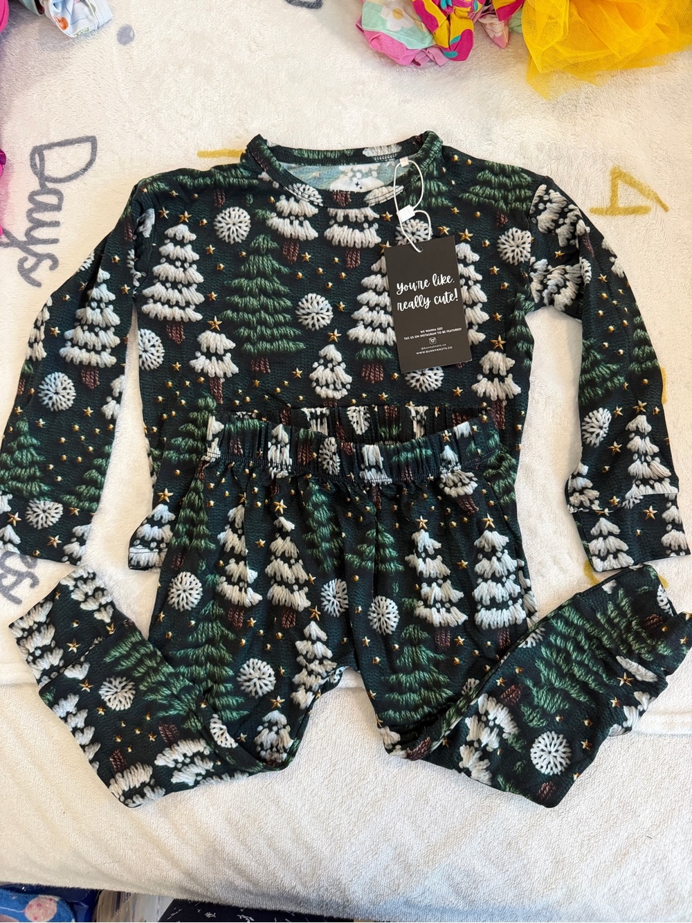 NWT Velveteen cool 3D Christmas tree themed bamboo pajama set - 18-24M